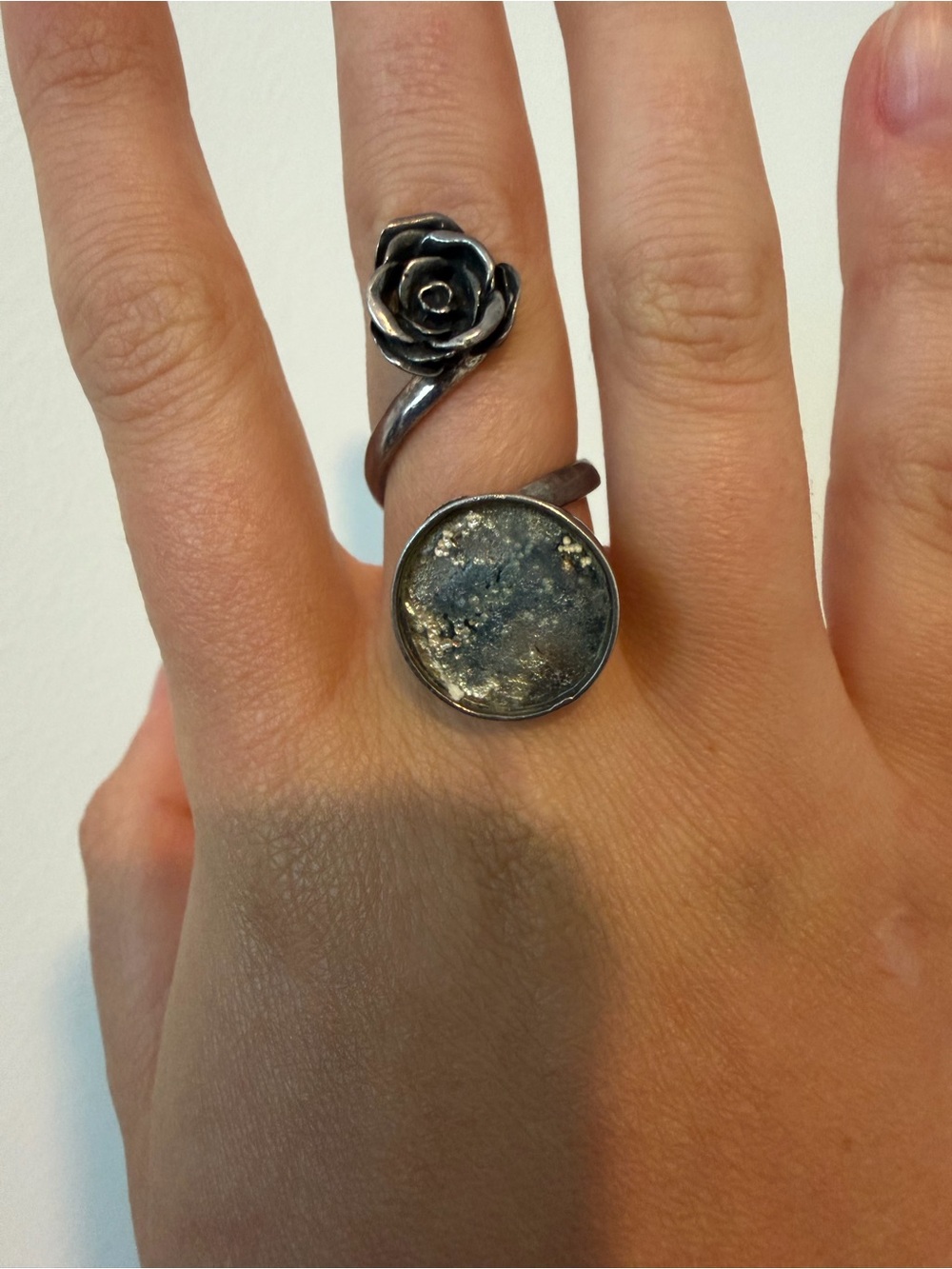 925 Sterling Silver Rose Adjustable Ring